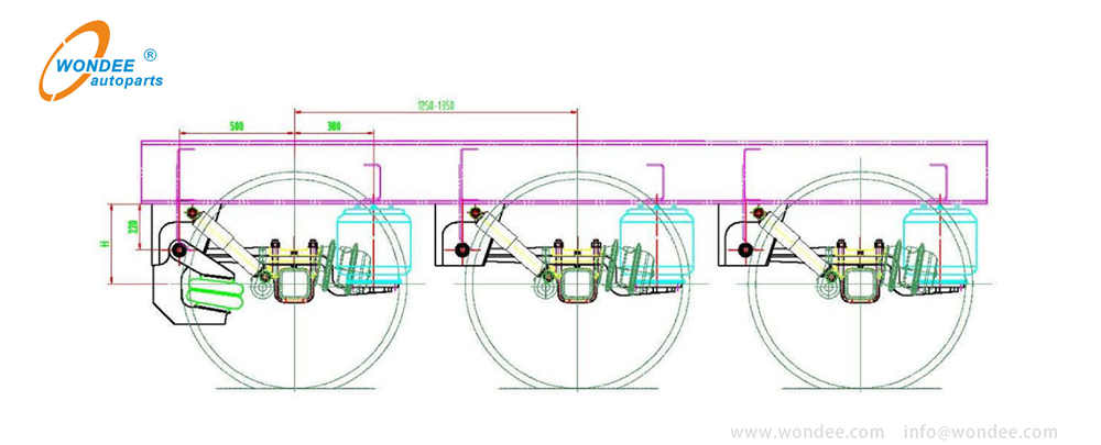 13T Heavy Duty European Lifting Type Air Suspension for Semi Trailer